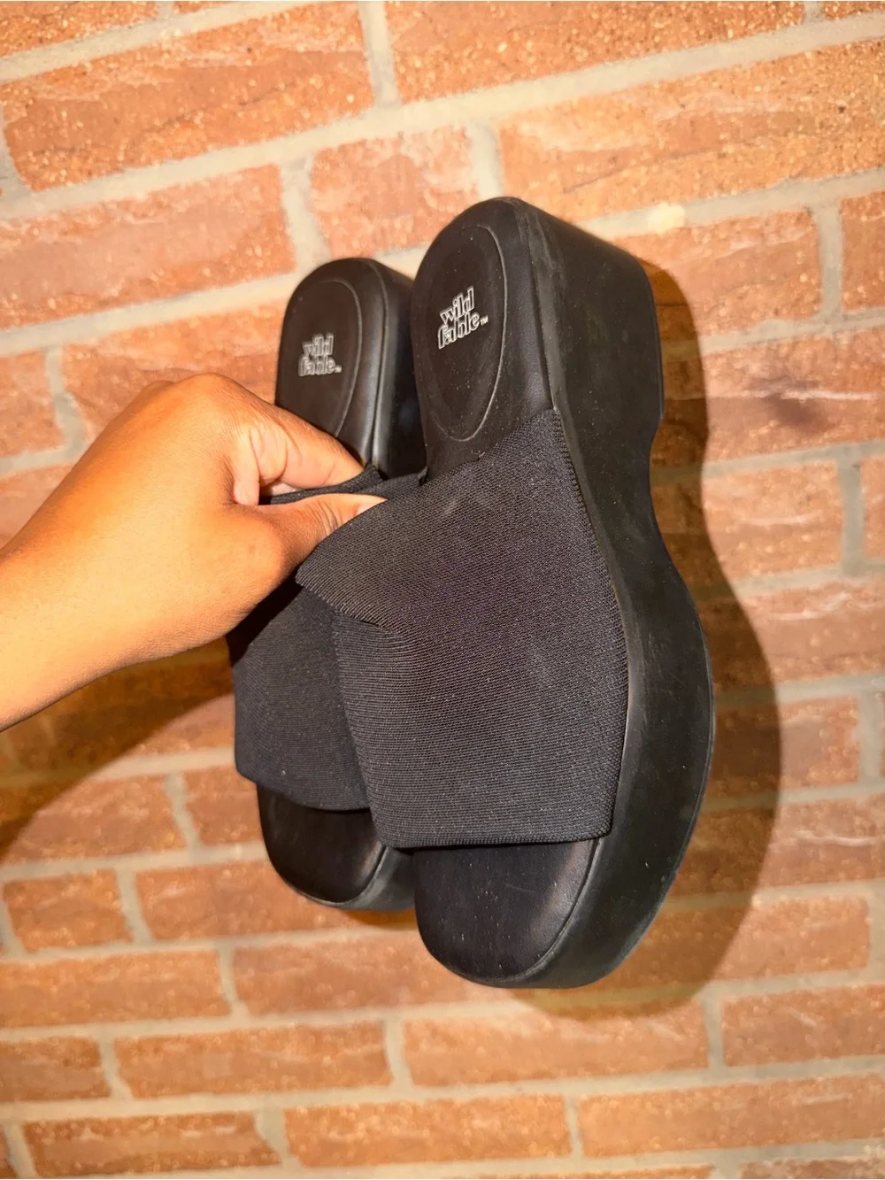 wild fable Black Platform Slide Sandals